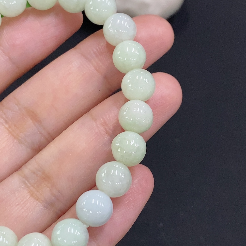 F35157100 Jadeite Bead Necklace Approximately 7.8mm Bead Size Total Weight About 19.7g