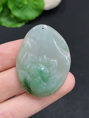 F30489210 JadeiteBlossom of Wealth and Honor Pendant