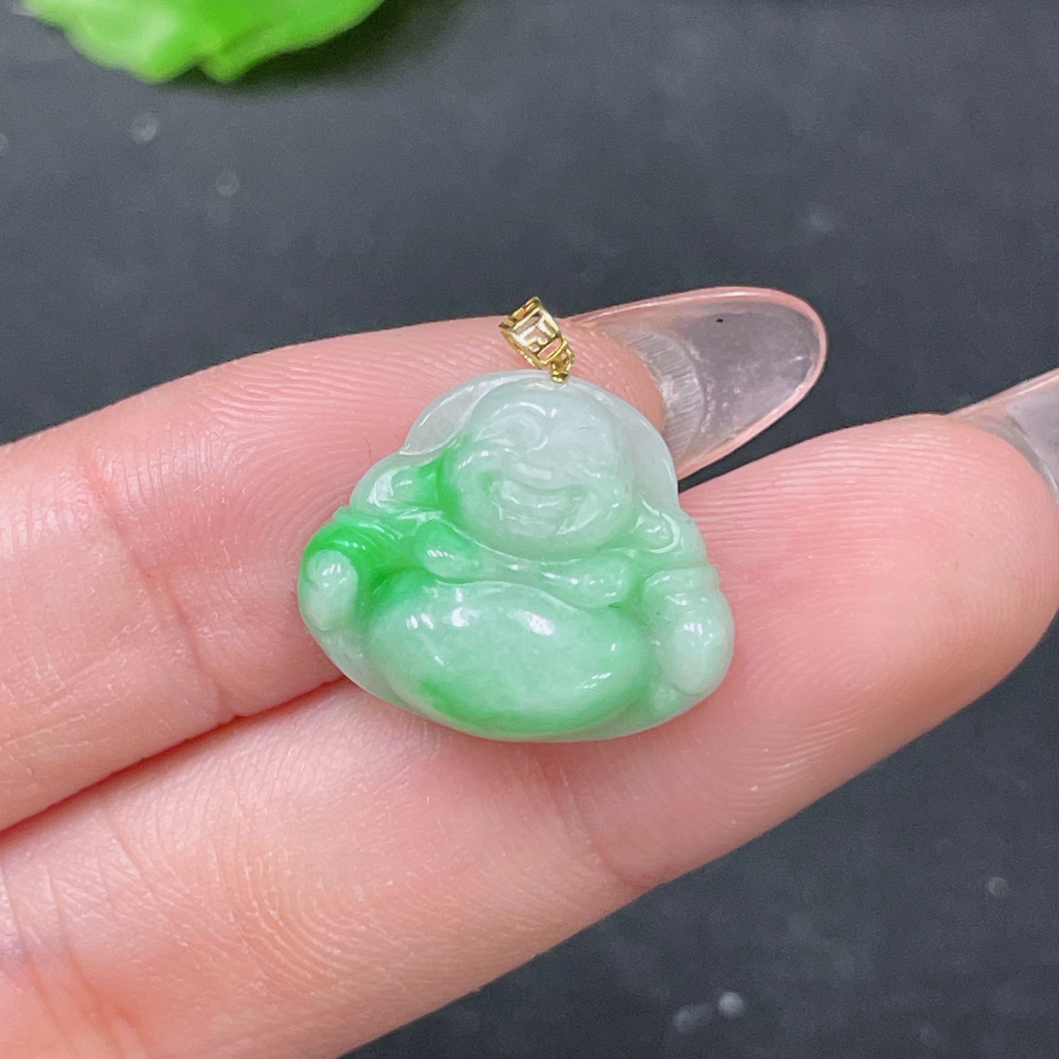 F34021382 Jadeite Pendant Buddha in 18k, Total Weight Approx. 2.36g