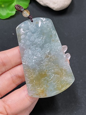 F34065616 Jadeite Landscape Pendant Total Weight Approx. 33.15g (Including Cord Weight) With Non-Grade A Beads