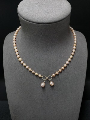 C34007300 Pearl Bead Necklace Non-Gold Total Weight Approx. 13.71g Size 5.6-6.7mm