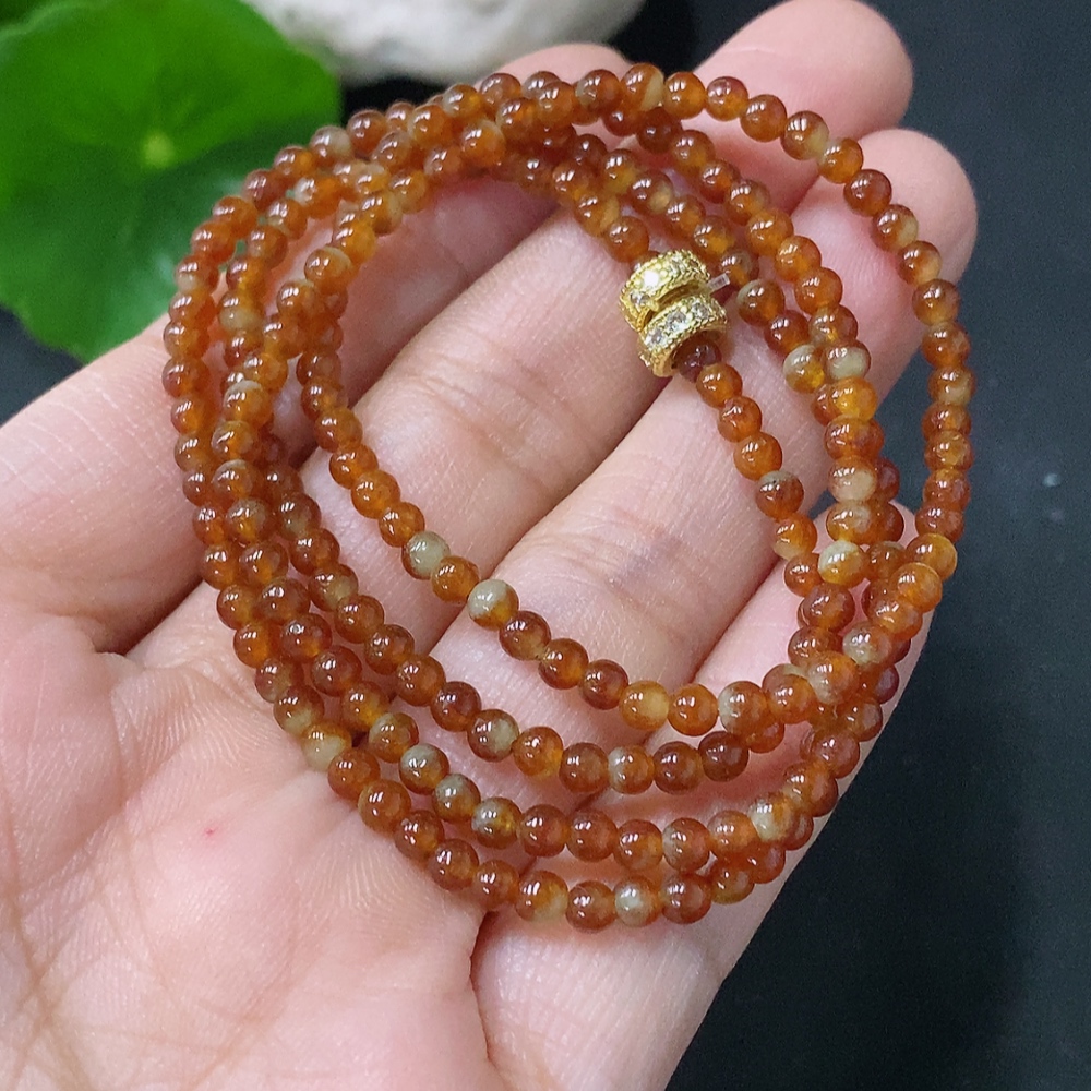 F35139541 Jadeite Bead Necklace Approximately 3.1mm Total Weight About 9.87g Non-Gold Clasp