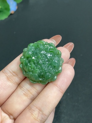 H34010464 Hetian Jade Jasper Pendant - Prosperity in Bloom - Total Weight Approx. 15.8g