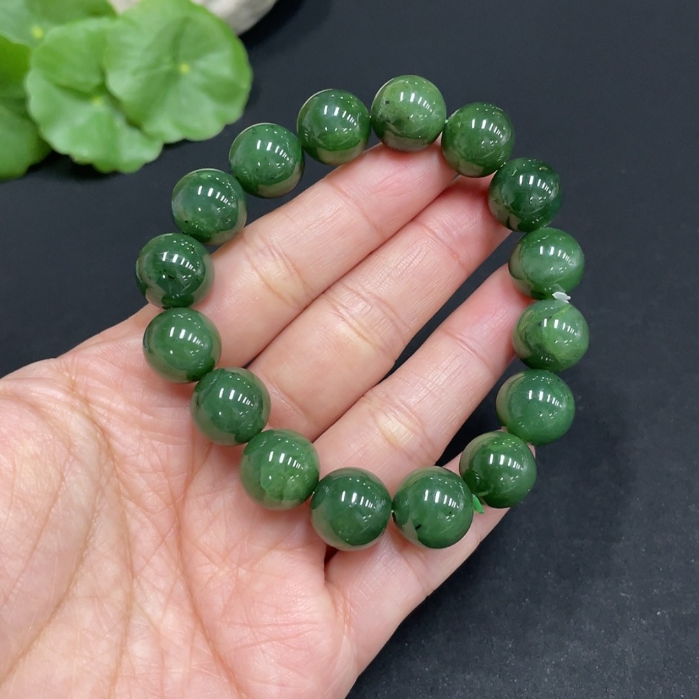 H35102411 Hetian Jade Jasper Bracelet approx. 11.9 mm Total Weight approx. 42.4g
