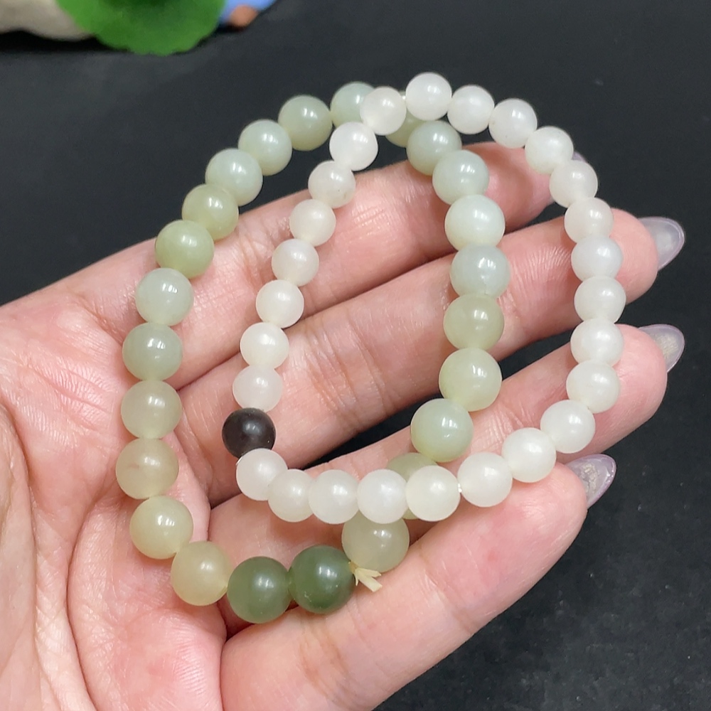 H33846607 Hetian Jade Bracelet Approx. 7.9mm Total Weight About 30.8g