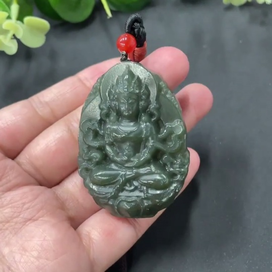 H10001235 Hetian Jade Guanyin Pendant Total Weight 39g (including rope weight)
