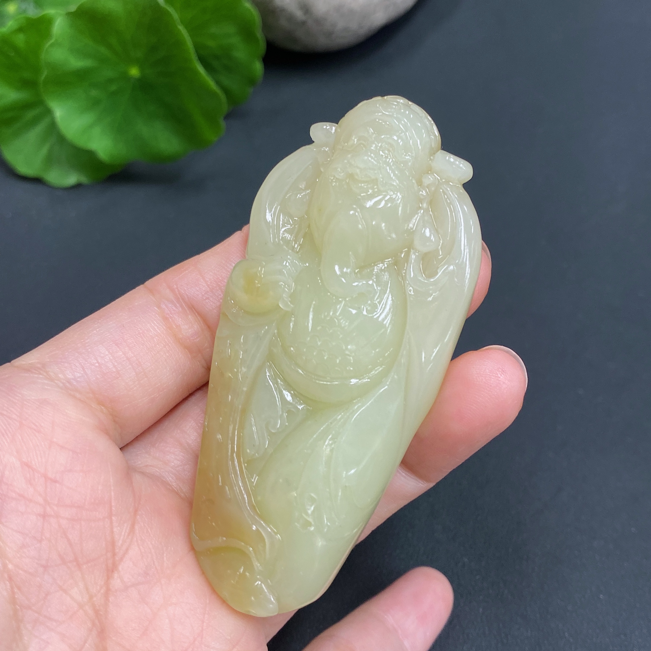 H17978042 Hetian Jade Pendant    God of Wealth    Total Weight: Approx. 53.2g