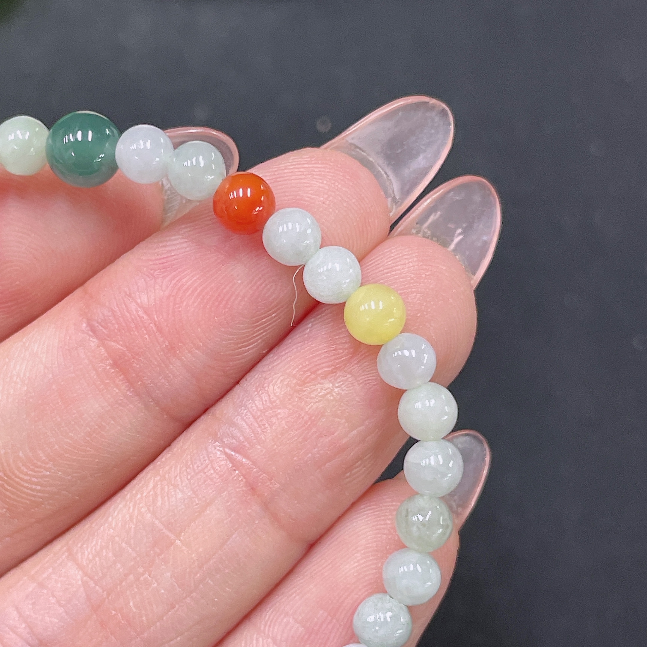 F34021360 Jadeite Bracelet Max. 5.8mm Approx. Total Weight 5.5g With Non-Grade A Beads