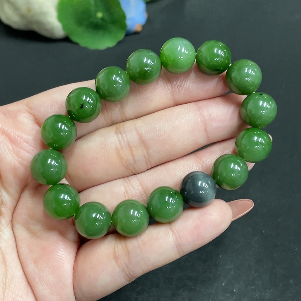 H34053856 Hetian Jade Bracelet, Size 11.7mm approx., Total Weight about 43g