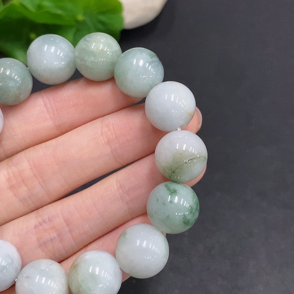 F35124108 Jadeite Beads Total Weight Approx. 57g Size 13.5mm Contains Small Amount Colored Polishing Powder
