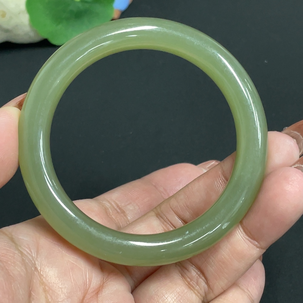 H34074323 Hetian Jade Round Bracelet Size 53.4 Total Weight Approx. 46.3g
