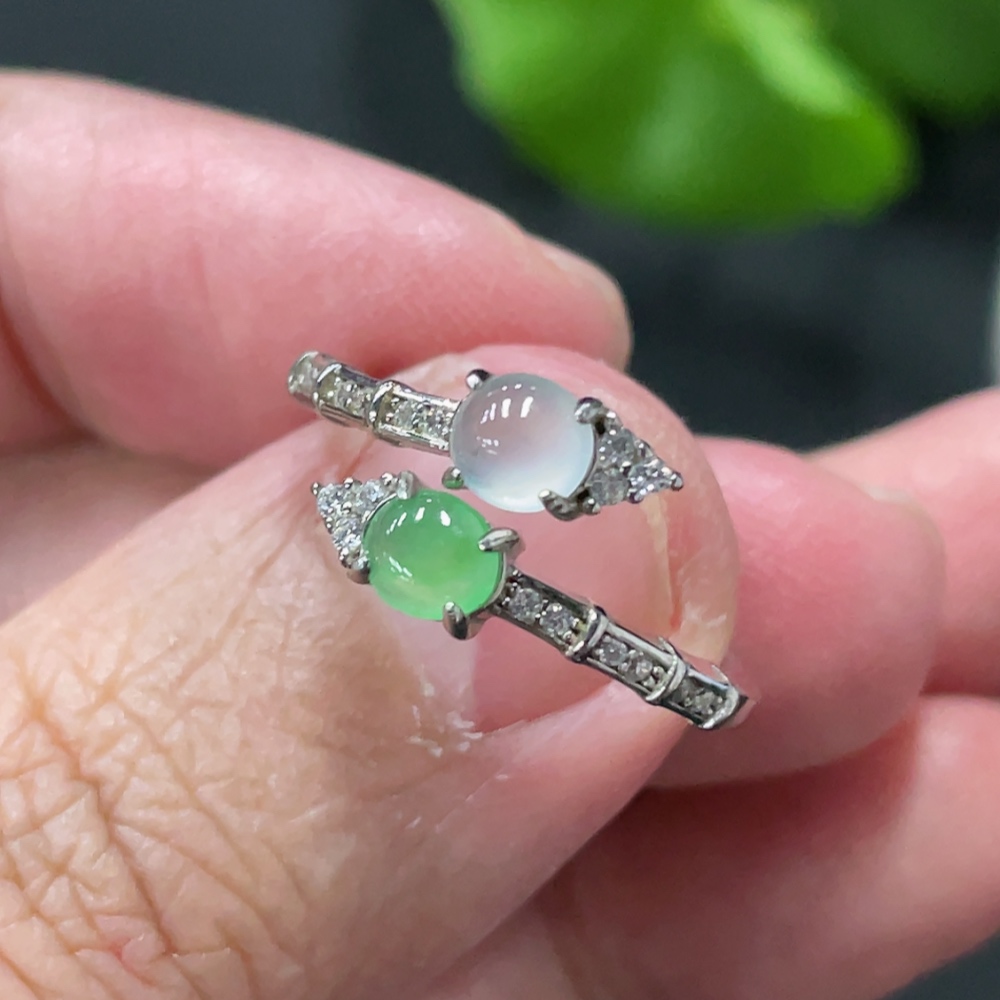 F35146855 Jadeite Cabochon Ring Non-Gold Setting Adjustable Size Total Weight Approx. 1.85g