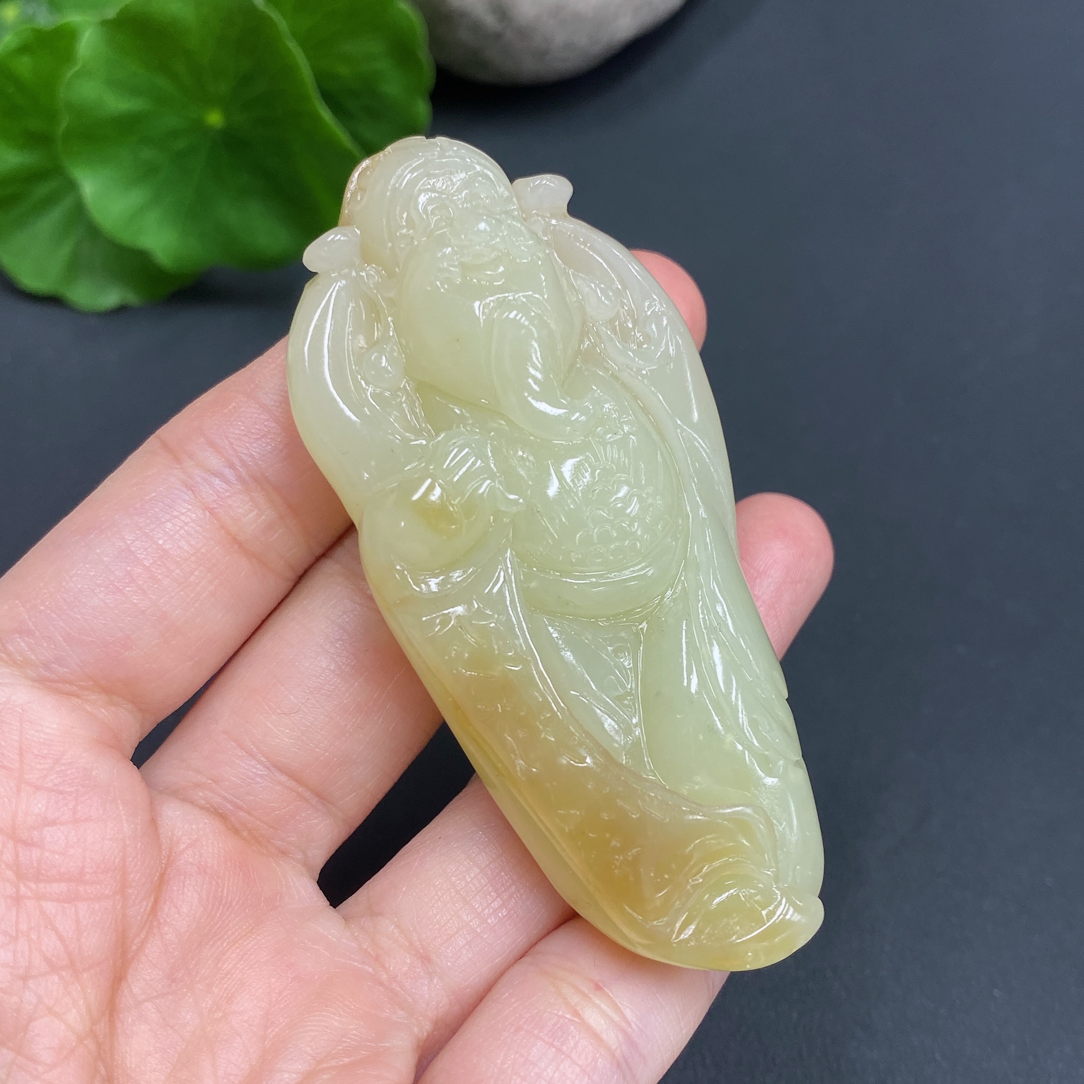 H17978042 Hetian Jade Pendant    God of Wealth    Total Weight: Approx. 53.2g