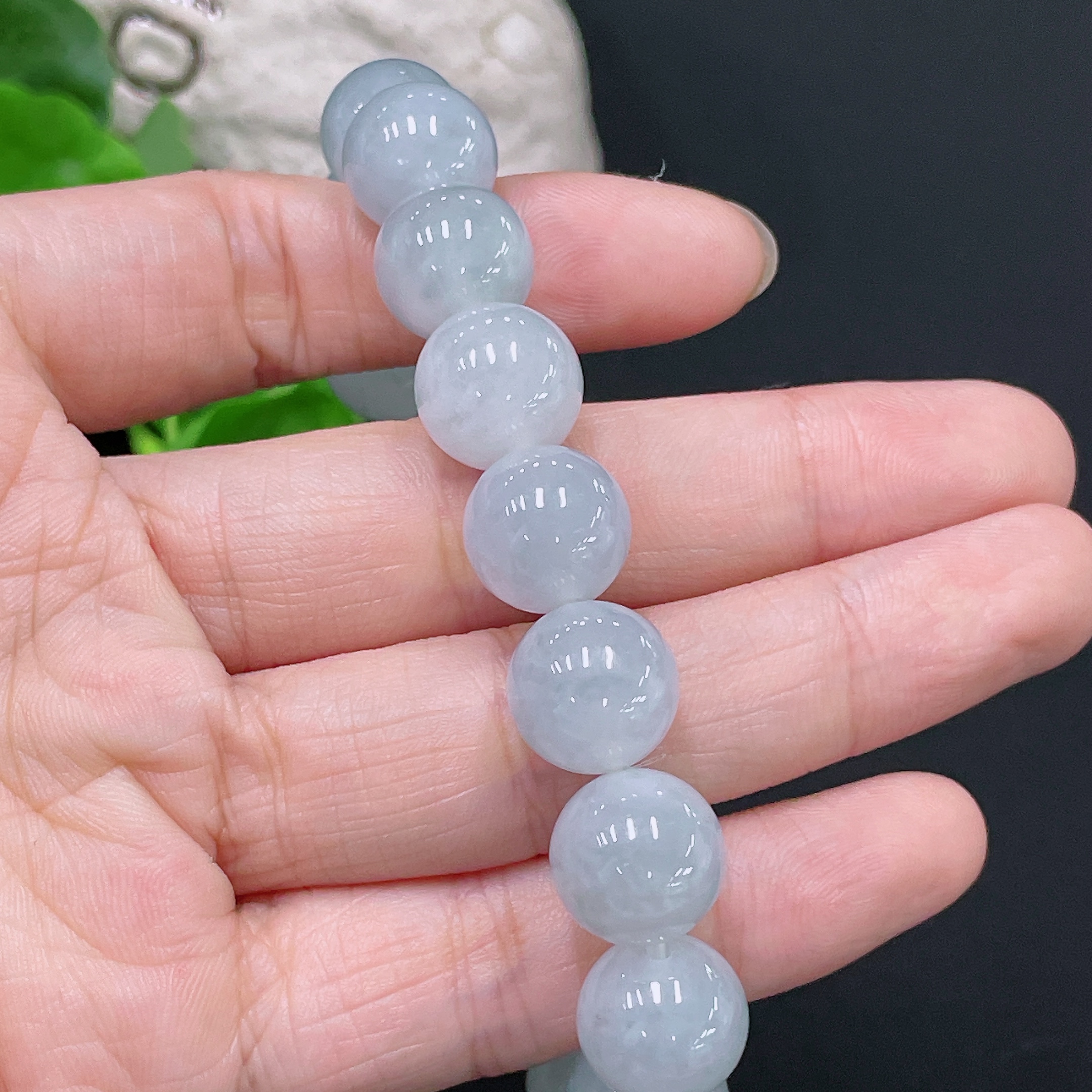 F33865617 Jadeite Bead Bracelet Approximately 12mm Total Weight About 51.55g