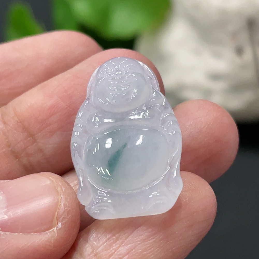 F35079946 Jadeite Standing Buddha Inlay Piece with Total Weight Approximately 3g