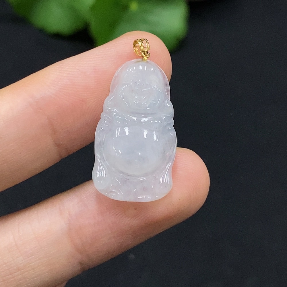F30441713 Jadeite Standing Buddha Pendant 18K Gold Total Weight Approx. 2g