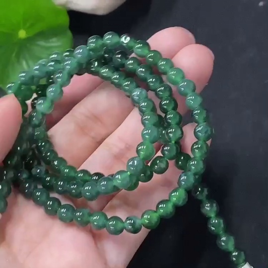 F35116651 Jadeite Bead Necklace Approx. 5mm Non-Gold Total Weight About 27.72g