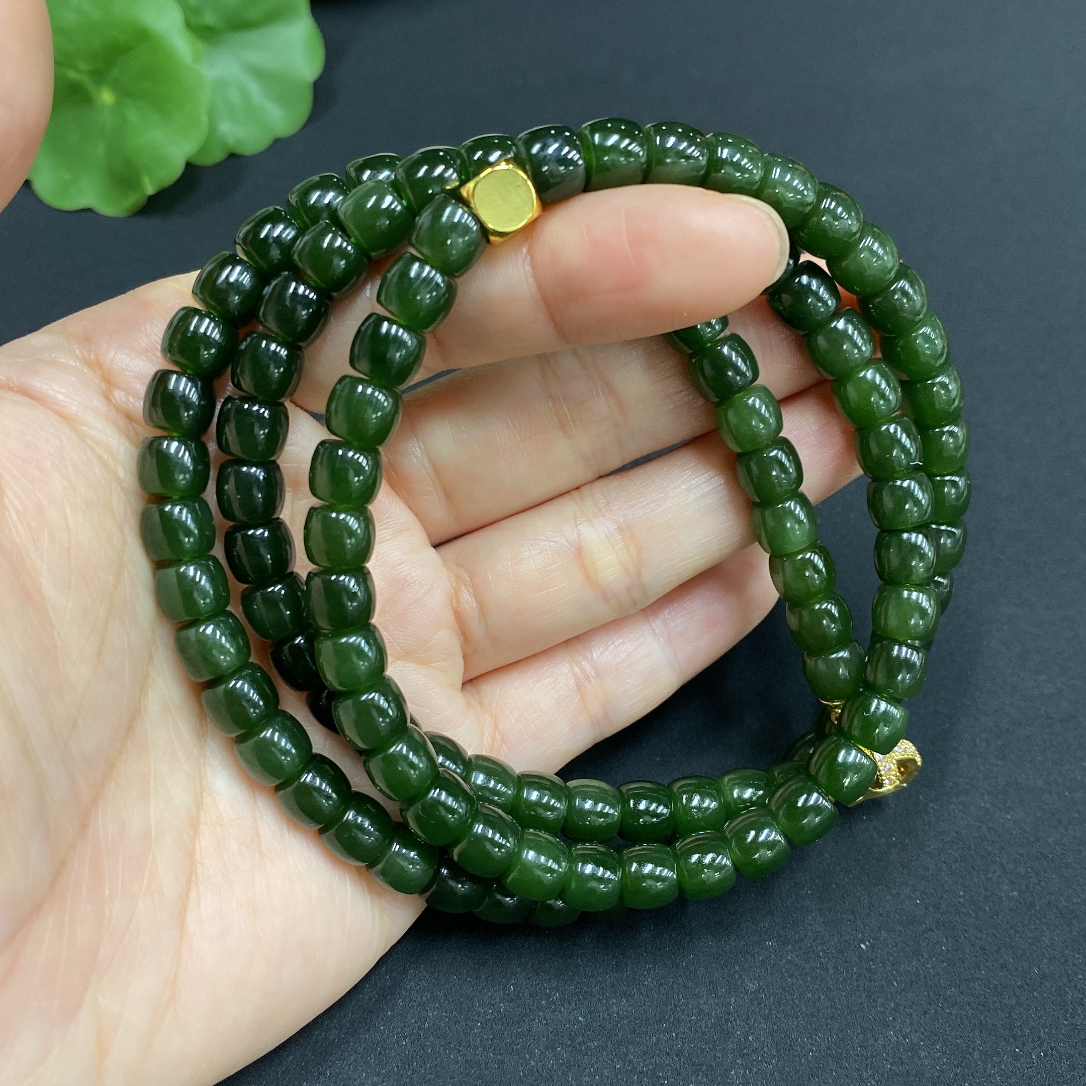 H32771209 Hetian Jade Bead Necklace, Approx. 6.8mm, Non-Gold-Inlaid, Total Weight Approx. 63.1g