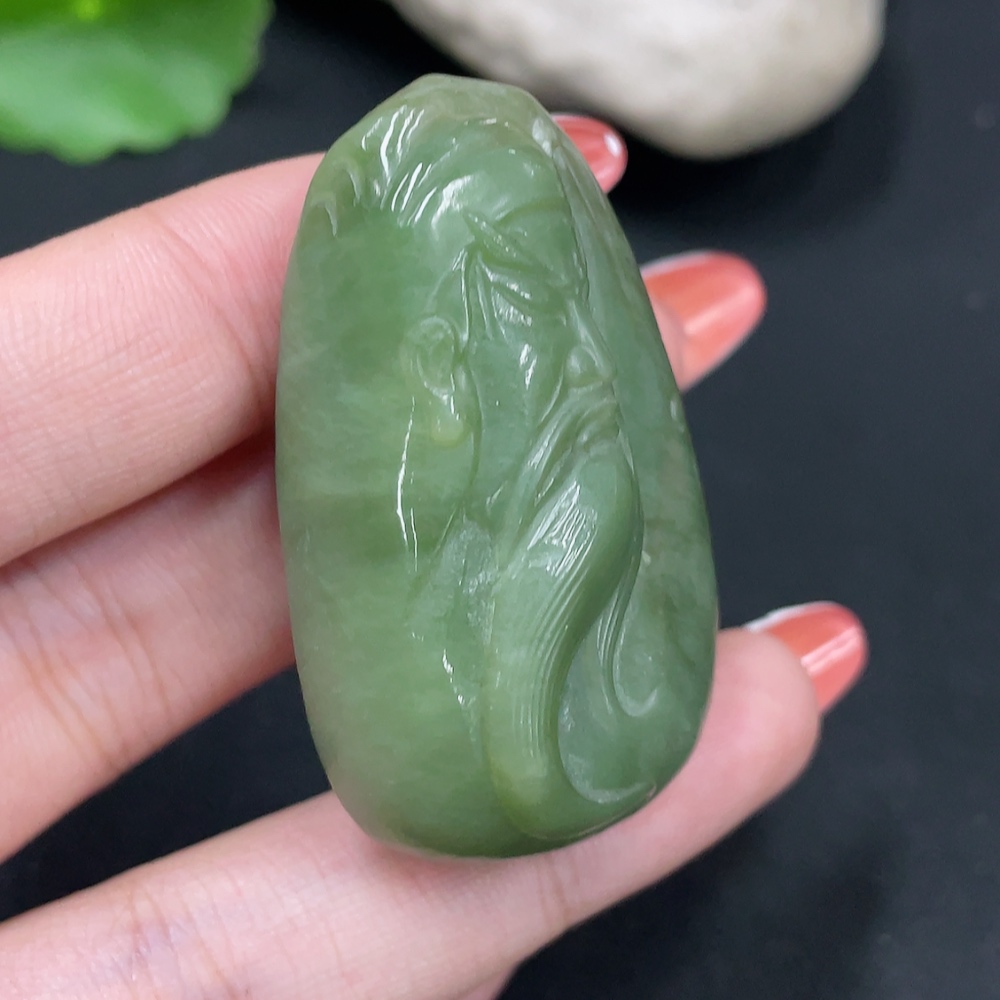 H34026156 Hetian Jade Pendant Guan Gong Total Weight About 39.4g
