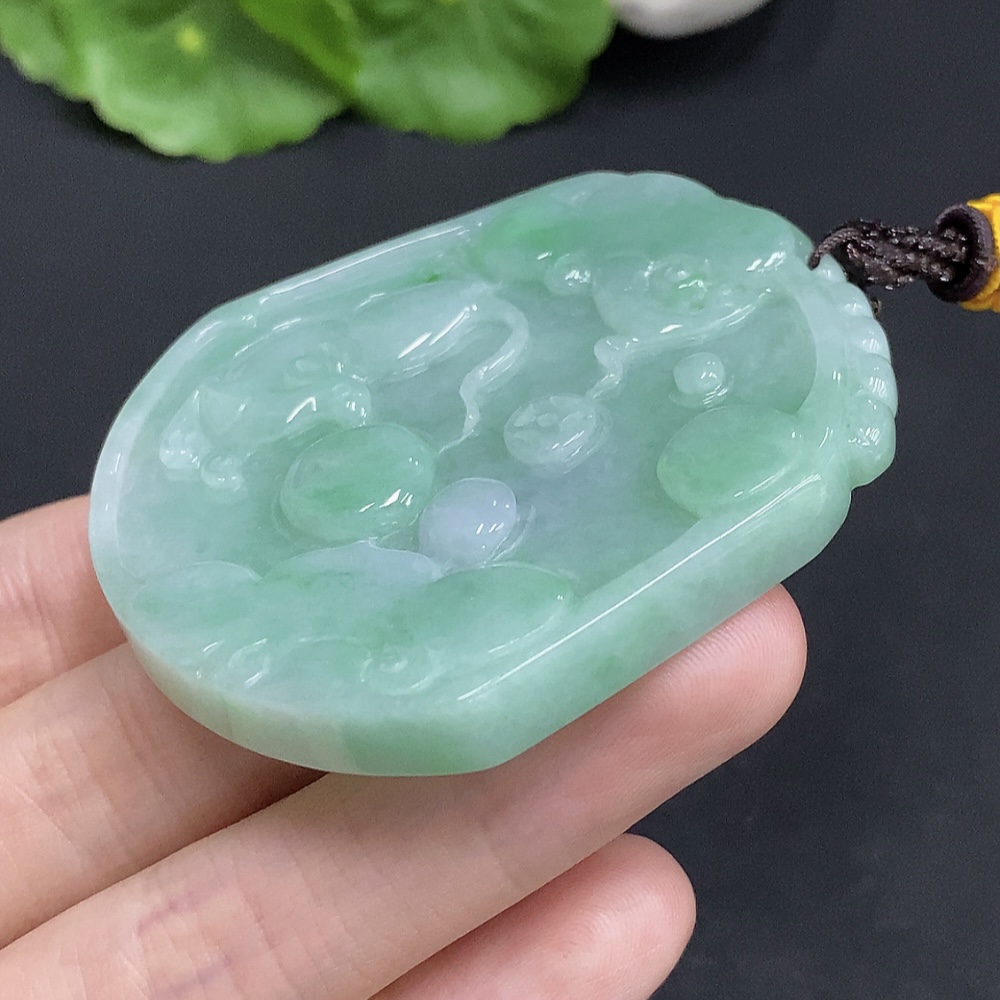 F31595408 Jadeite Auspicious Mouse Pendant Total Weight Approx. 46.9g (Including String Weight)