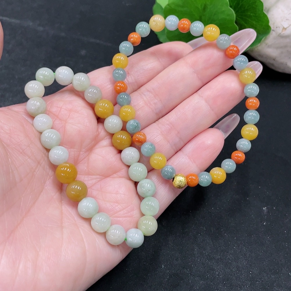 F34069096 Jadeite Bracelet Sell as a Lot (No Gold Inlay) (Beads Not Grade A)