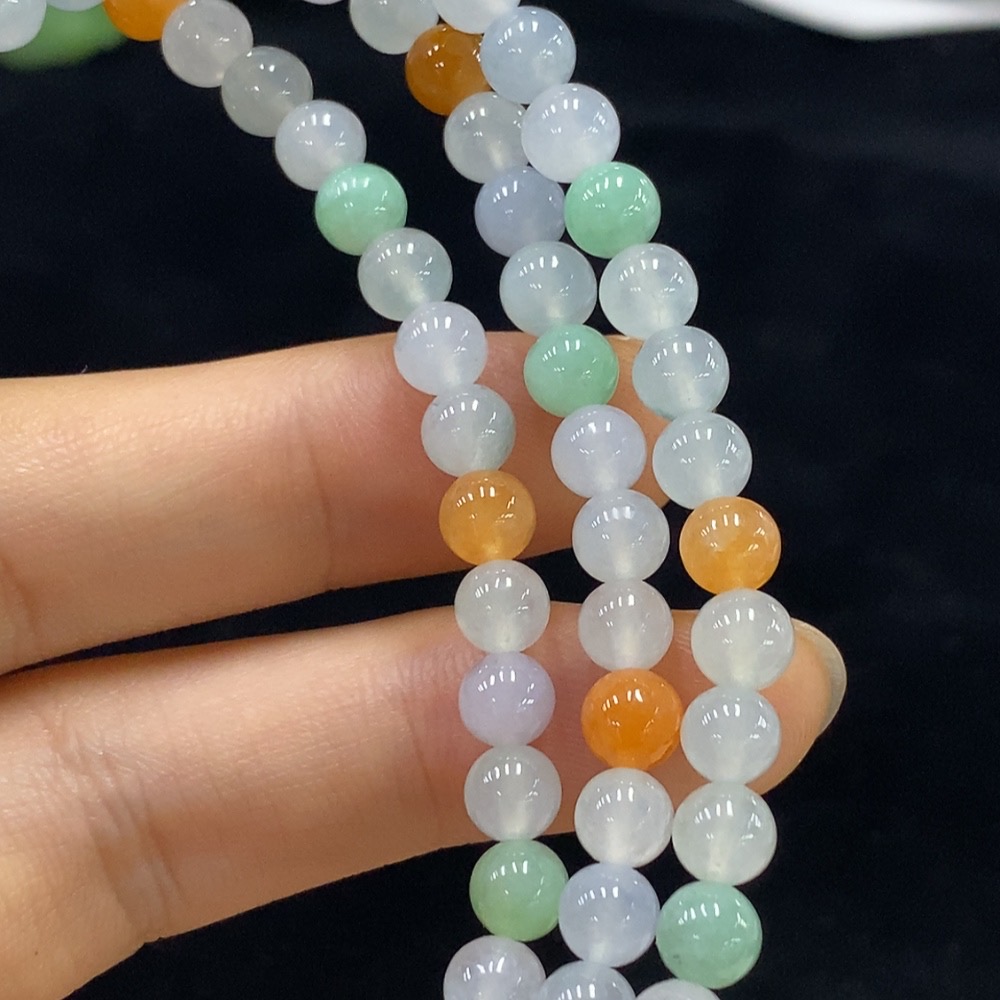 F32789451 Jadeite Bead Necklace Approx. 5.3mm Total Weight Approx. 35.74g Non-Gold Color Origin Undetermined