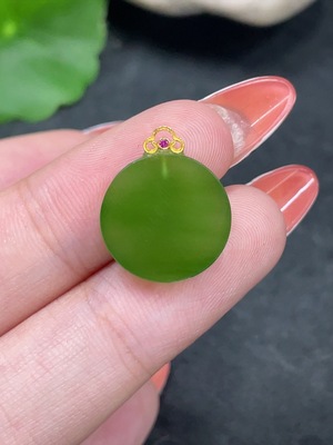H34980094 Hetian Jade Pendant, Plain Pendant with 18K Gold Clasp, Total Weight Approx. 1.6g