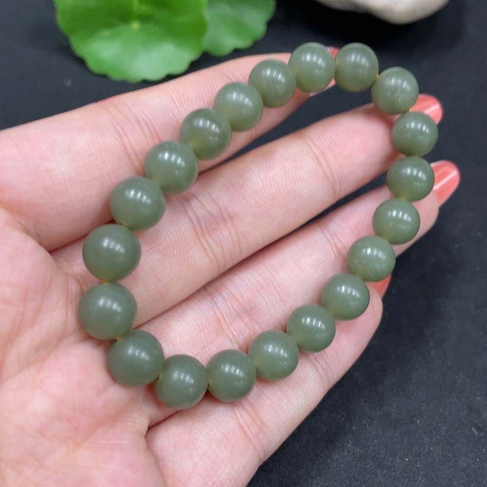H35084535 Hetian Jade Bracelet Approx. 8.2mm Total Weight Approx. 18g
