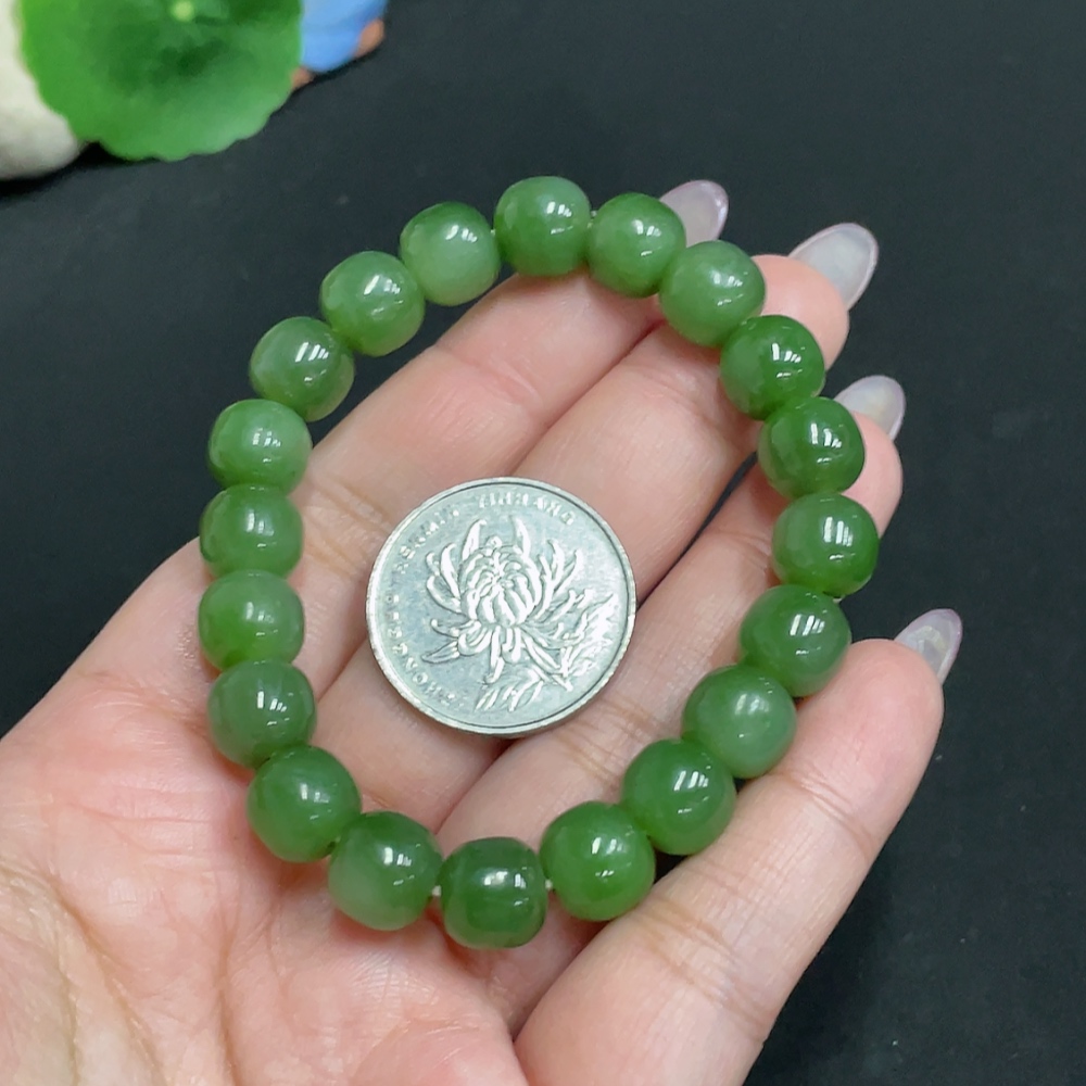 H34956184 Hetian Jade Bracelet, Approx. 9.4 mm, Total Weight Approx. 31.2g