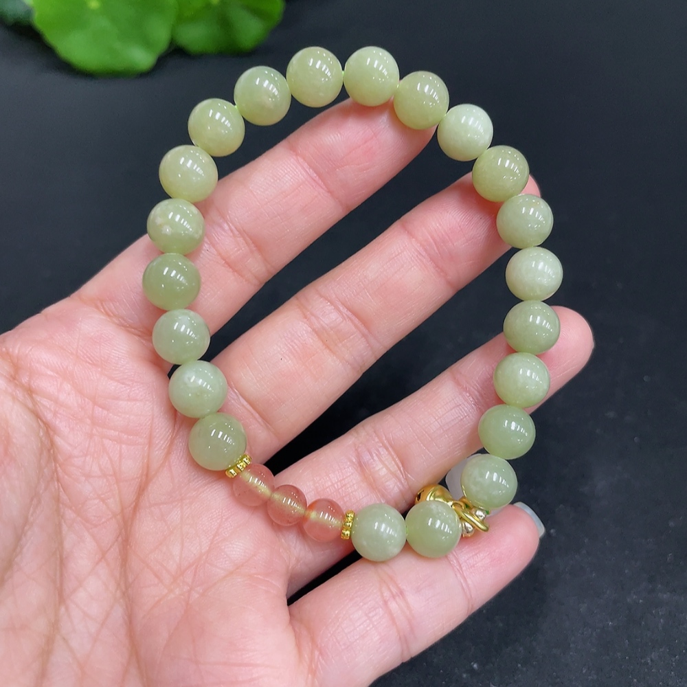 H34037361 Hetian Jade Bracelet, Approx. 7.8mm, Non-gold Inlaid, Total Weight Approx. 18.2g, Accessories Not Hetian Jade