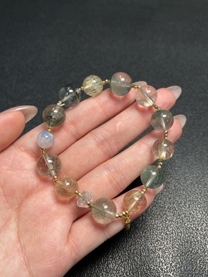 C34040368 Crystal bracelet, non-gold, total weight approx. 24.67g, size approx. 11.6mm, color origin undetermined, stones may not be natural (color, with impurities)