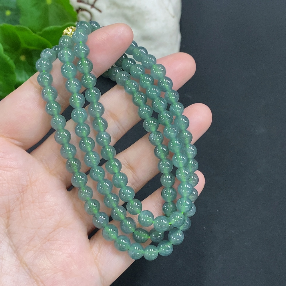 F35126234 Jadeite Bead Necklace Approx. 5.8mm Non-Gold Total Weight Approx. 39.1g