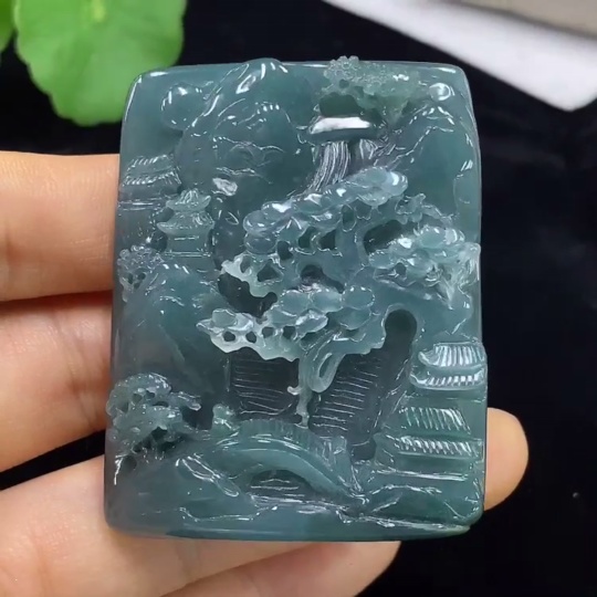 F34975201 Jadeite Landscape Pendant, Total Weight Approx. 58.5g