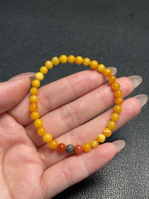 C34066345 Amber Beeswax Bracelet Total Weight Approximately 3.17g Size About 5.2mm Non-Natural Accent Stones Non-Gold