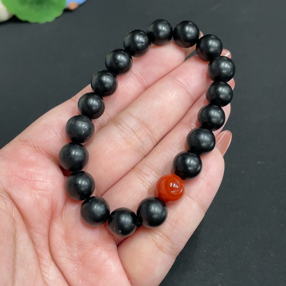 H35101105 Hetian Jade Bracelet, Approx. 9.9 mm Beads, Total Weight Approx. 30g, Color Origin Undetermined, Non-Hetian Jade Beads Included