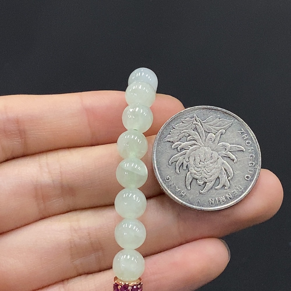 F35091081 Jadeite Bracelet Approx. 6.8mm Non-Gold Inlaid Total Weight Approx. 16.34g