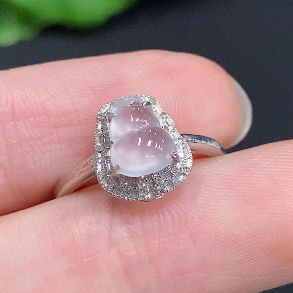 F30543066 Jadeite Gourd Inlaid Ring 18k Gold Total Weight approx.1.8g Size 10 With Diamond