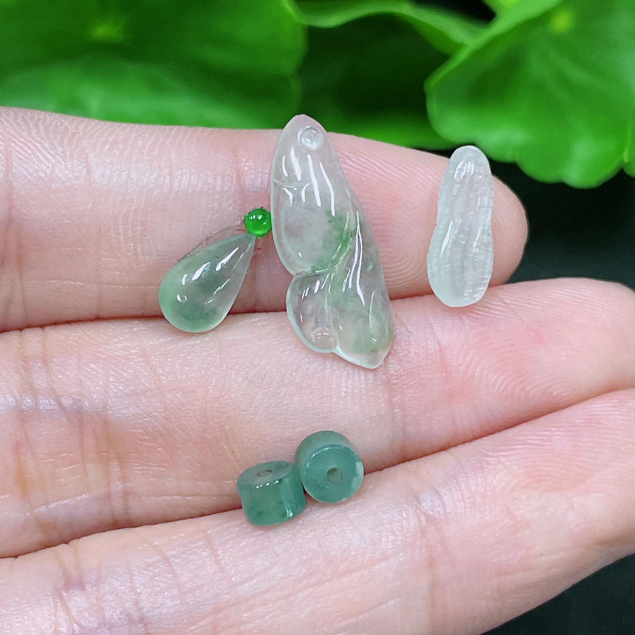 F34958004 Jadeite inlay piece,戒面, fish, water drop, peanut, bead