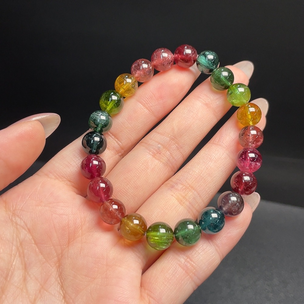 C34009652 Tourmaline Bracelet with Visible Organic Matter, Total Weight Approx. 22.63g, Size ~8.6mm