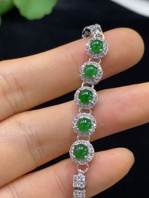 F34948001 Jadeite Inlaid Bracelet Non-Gold Total Weight About 7.34g