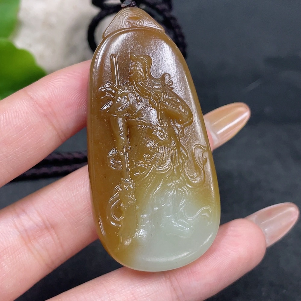 H32778166 Hetian Jade Pendant Guan Gong Total Weight Approx. (Including Rope) 36.1g