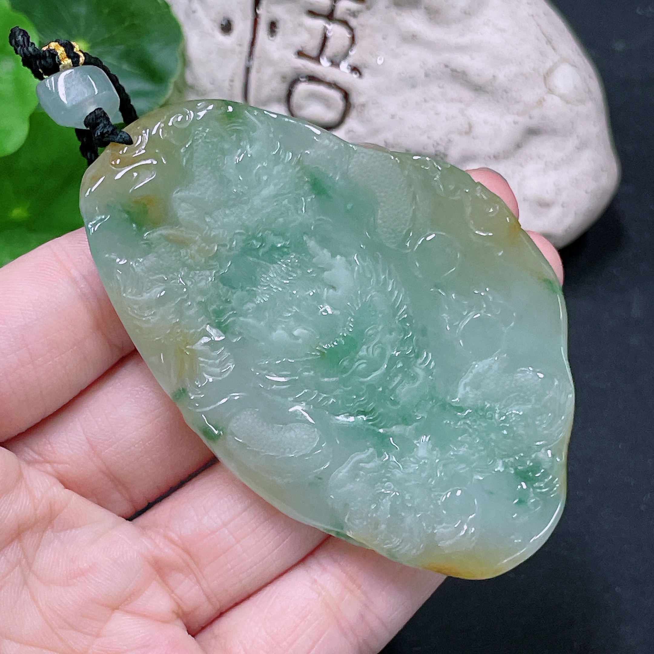 F33919282 Jadeite Divine Dragon Protector Pendant