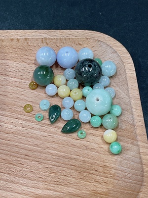 F35138922 Jadeite Beads Sell as a Lot Total Weight Approx. 52.32g