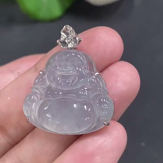 F18070647 Jadeite Buddha Pendant with 18K Gold Mounting, Total Weight Approx. 5.4g