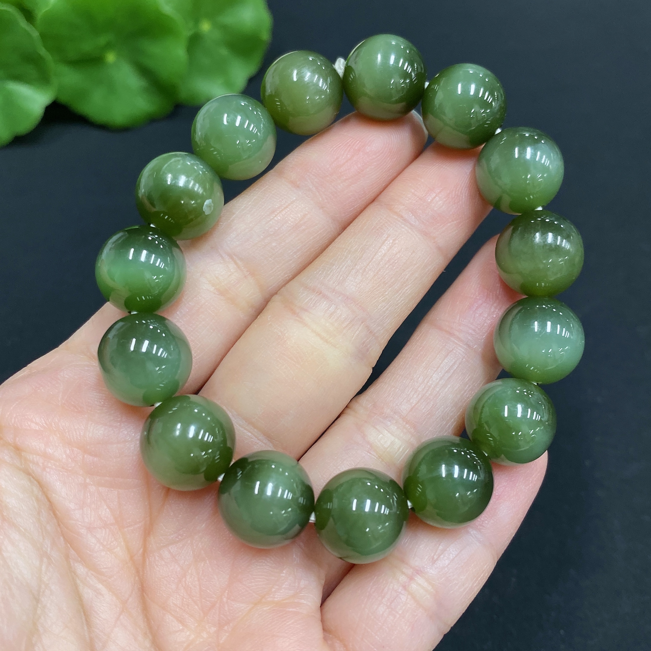 H31667186 Hetian Jade Bracelet Approx.11.4mm Total Weight Approx.38.3g
