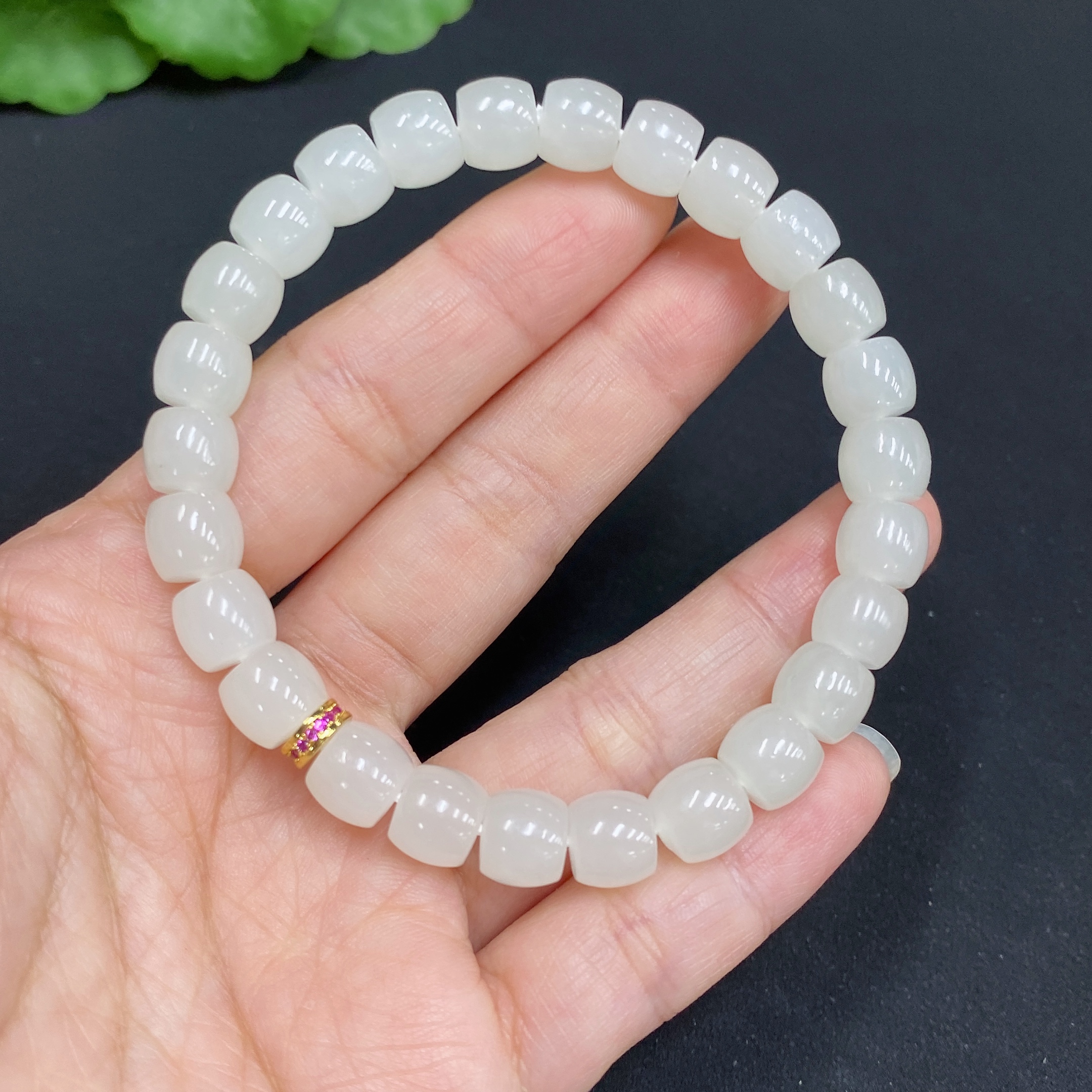 H34986382 Hetian Jade Bracelet Approx. 7.8mm Non-Gold Total Weight Approx. 22.6g