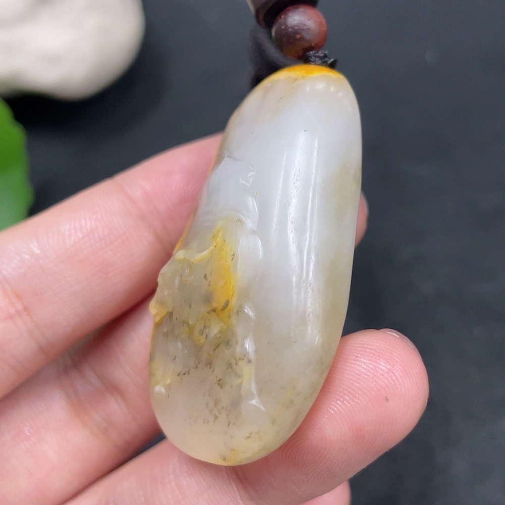 H31582620 Hetian Jade Pendant Ox Undetermined Leather Color Causation Total Weight Approx. (Including Rope) 26.4g