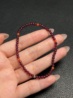 C34040219 Garnet Bracelet Total Weight Approx.4.21g Size 3.3mm with Southern Red Agate Non-Gold