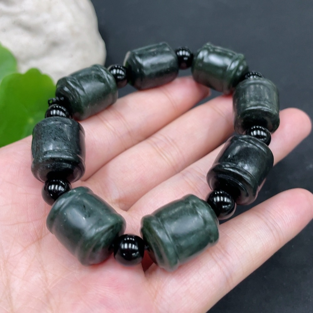 H30538467 Hetian Jade Bracelet (Non-Hetian Jade Beads) Total Weight Approx. 64.7g