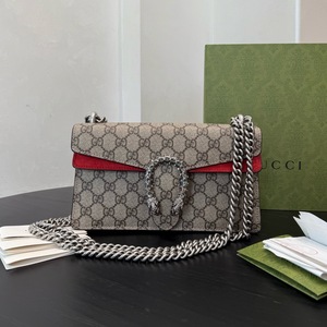 S43097105 古驰Gucci Dionysus 酒神系列钻扣新款中号单肩背包 红色 老花链条包单肩斜挎包 型号：499623 92TJN 8677  尺寸：25*7*13.5厘米 99新